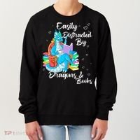 Easily Distracted By Dragons And Books Women's Sweatshirt thumb 0