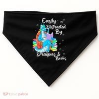 Easily Distracted By Dragons And Books USA-Made Doggie Bandana thumb 0