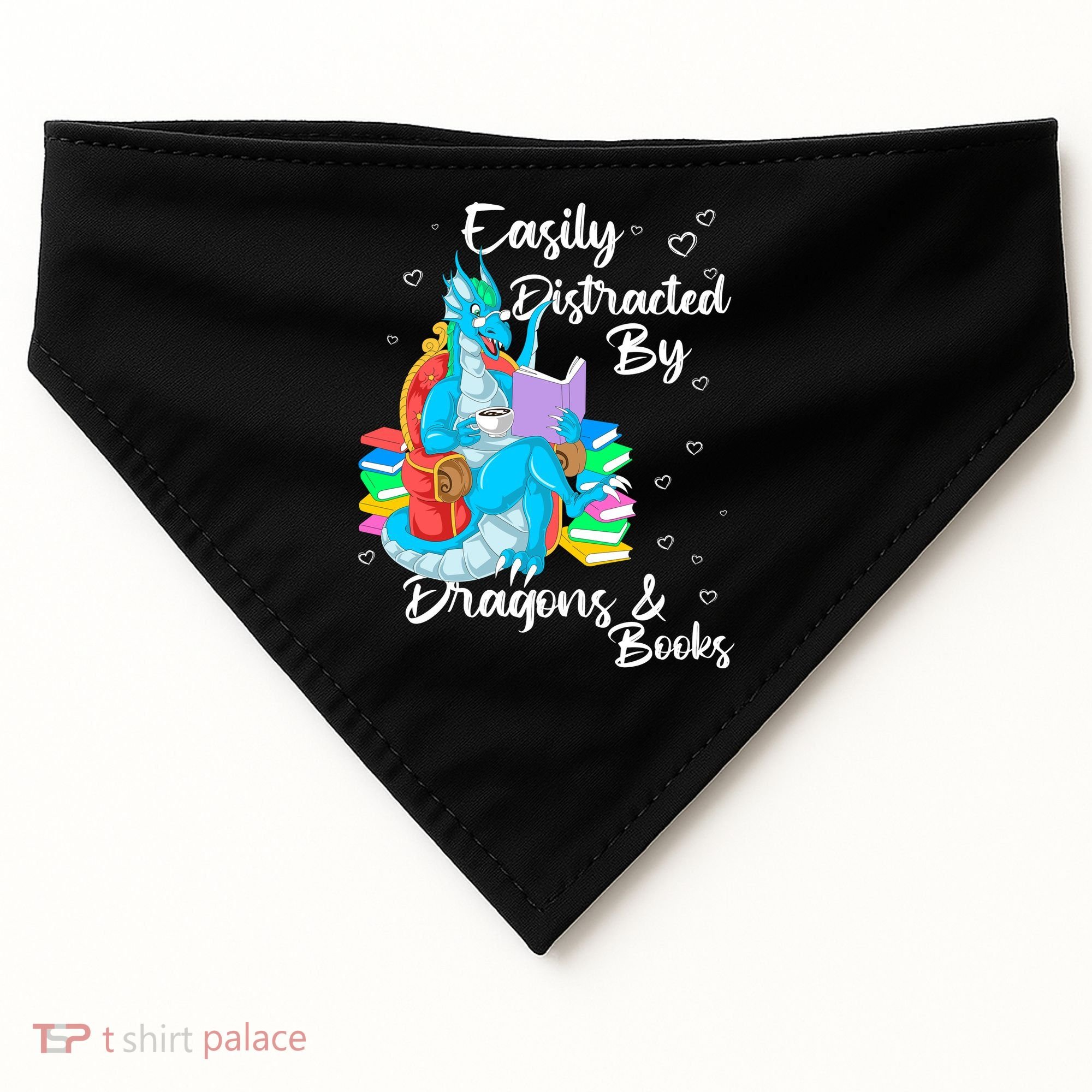 Easily Distracted By Dragons And Books USA-Made Doggie Bandana