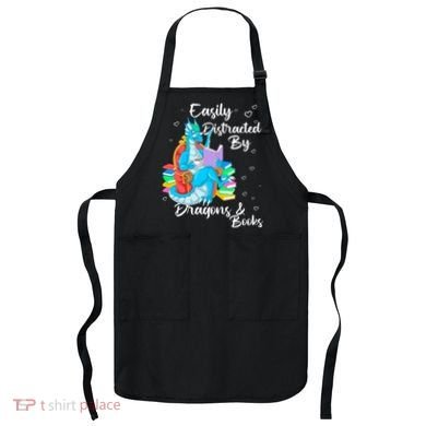 Easily Distracted By Dragons And Books Apron