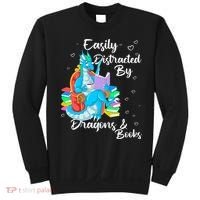 Easily Distracted By Dragons And Books Sweatshirt thumb 0