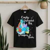 Easily Distracted By Dragons And Books T-Shirt thumb 2