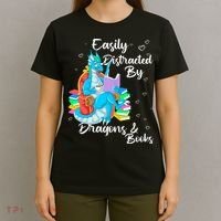 Easily Distracted By Dragons And Books T-Shirt thumb 4