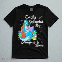 Easily Distracted By Dragons And Books T-Shirt thumb 5