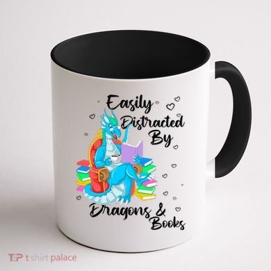 Easily Distracted By Dragons And Books Coffee Mug back