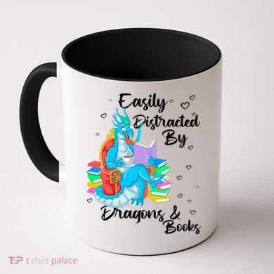 Easily Distracted By Dragons And Books Coffee Mug