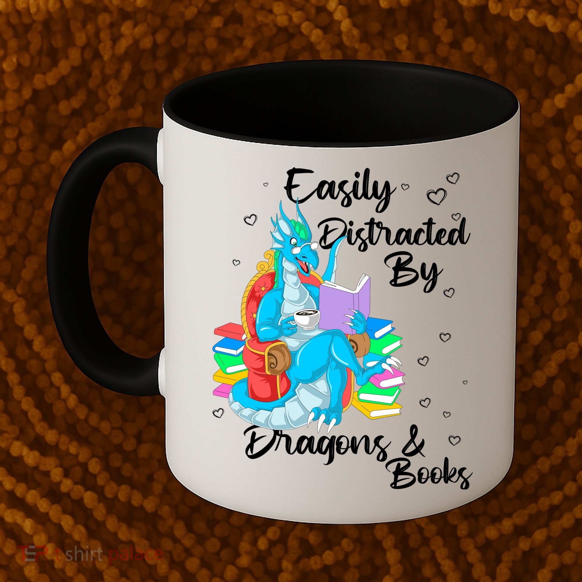 Easily Distracted By Dragons And Books Coffee Mug