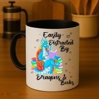 Easily Distracted By Dragons And Books Coffee Mug thumb 4