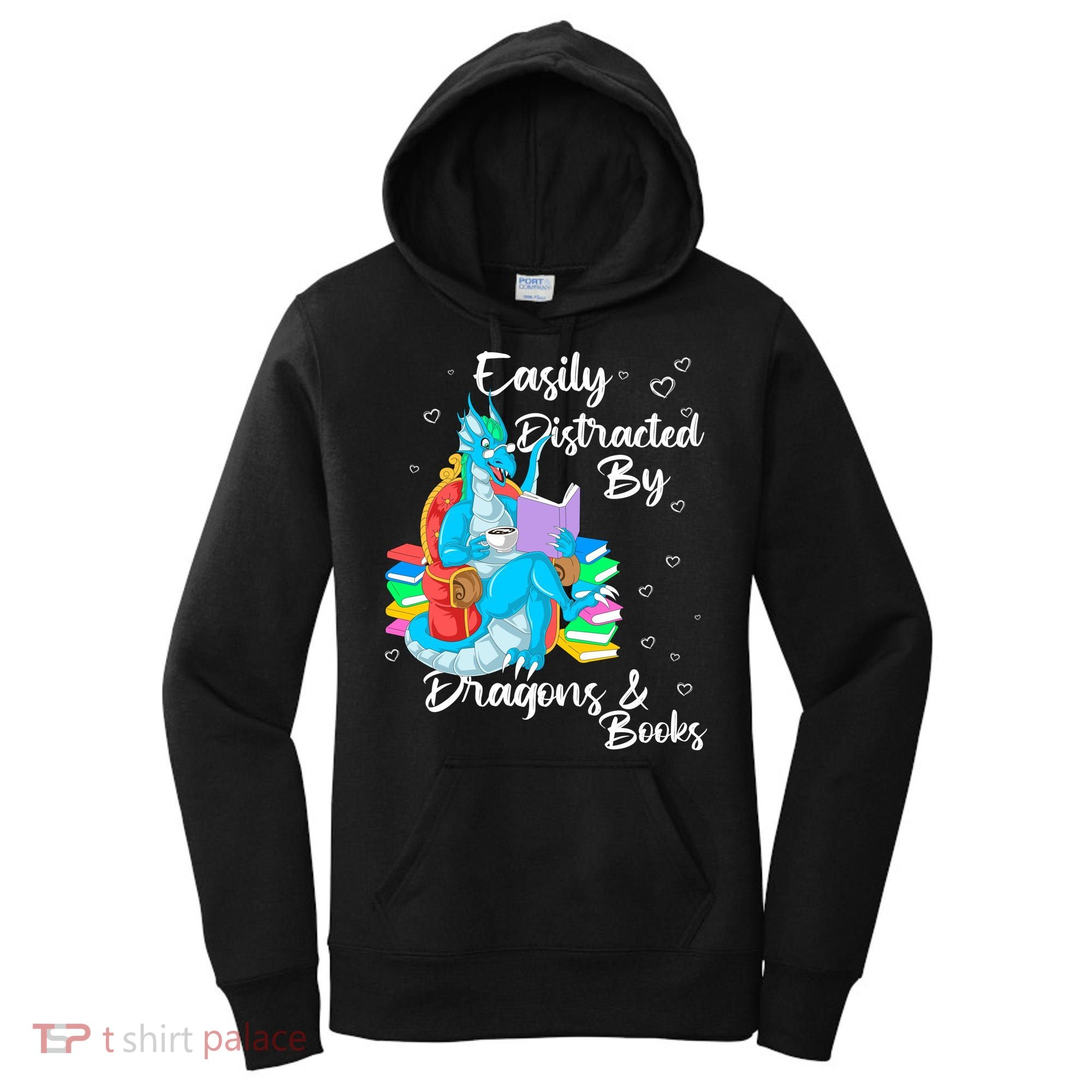 Easily Distracted By Dragons And Books Women's Hoodie