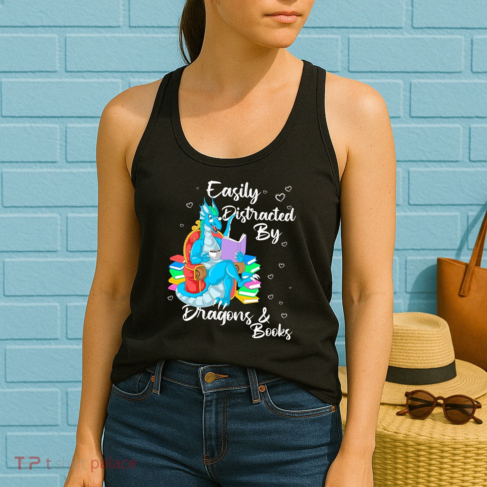 Easily Distracted By Dragons And Books Women's Tank Top