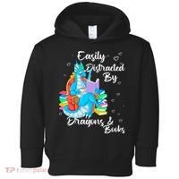 Easily Distracted By Dragons And Books Toddler Hoodie thumb 0