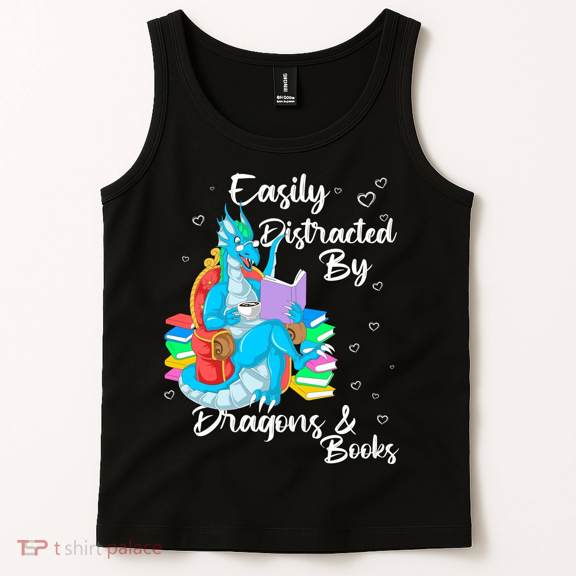 Easily Distracted By Dragons And Books Tank Top