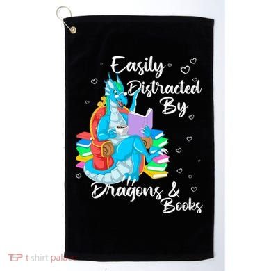 Easily Distracted By Dragons And Books Golf Towel