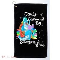 Easily Distracted By Dragons And Books Golf Towel thumb 0