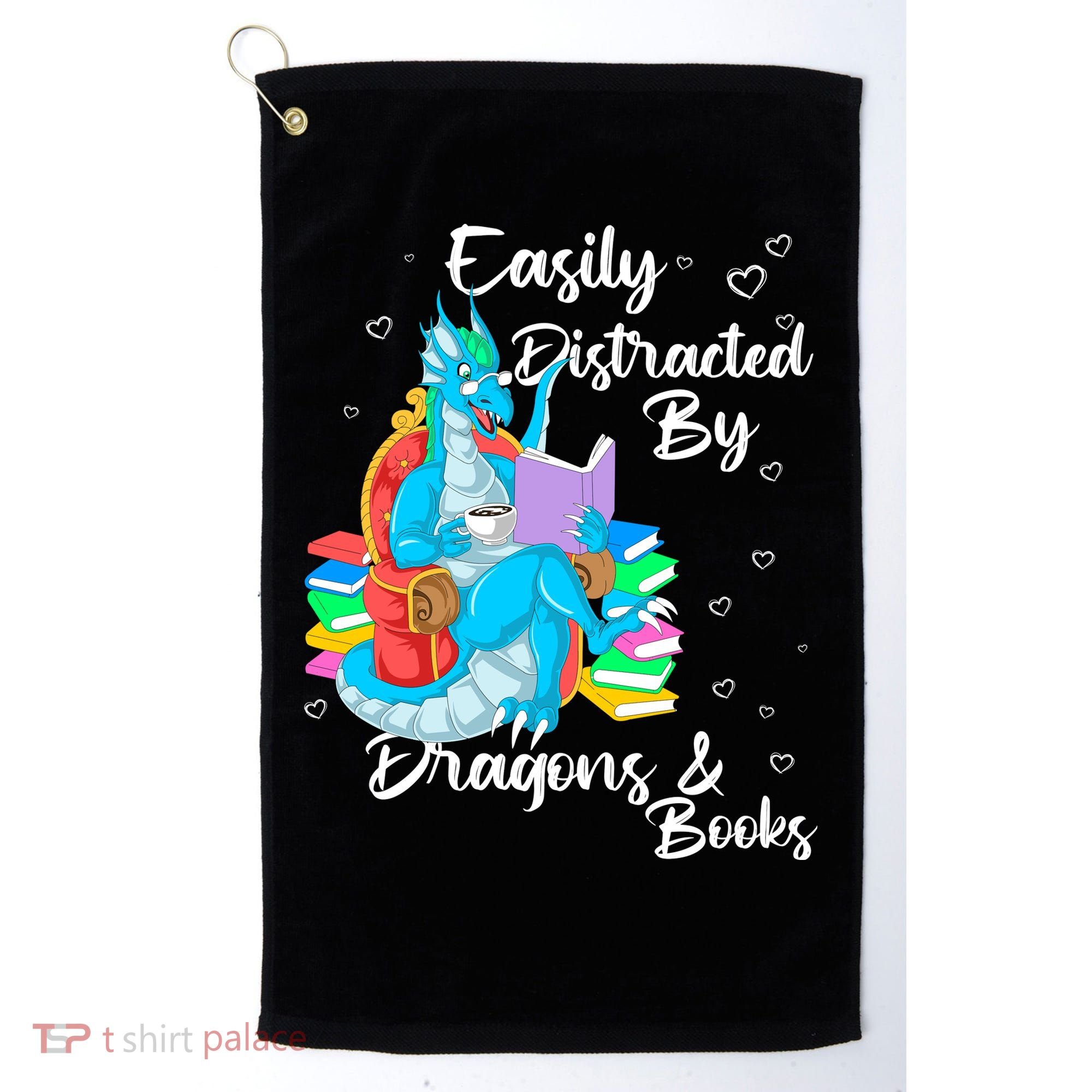 Easily Distracted By Dragons And Books Golf Towel