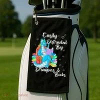Easily Distracted By Dragons And Books Golf Towel thumb 2