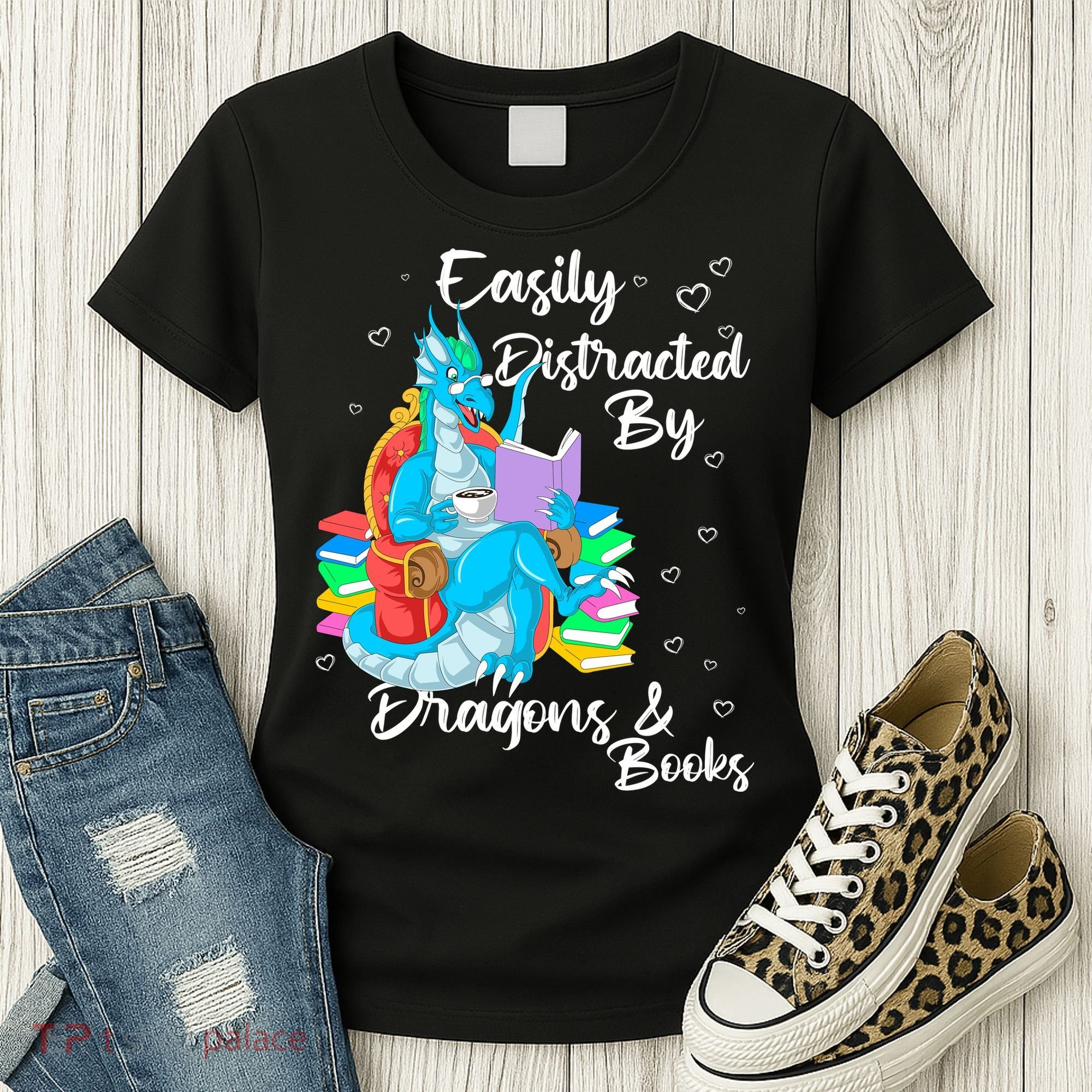 Easily Distracted By Dragons And Books Women's T-Shirt