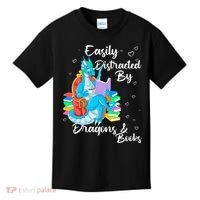 Easily Distracted By Dragons And Books Kids T-Shirt thumb 0