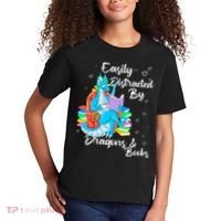 Easily Distracted By Dragons And Books Kids T-Shirt thumb 2