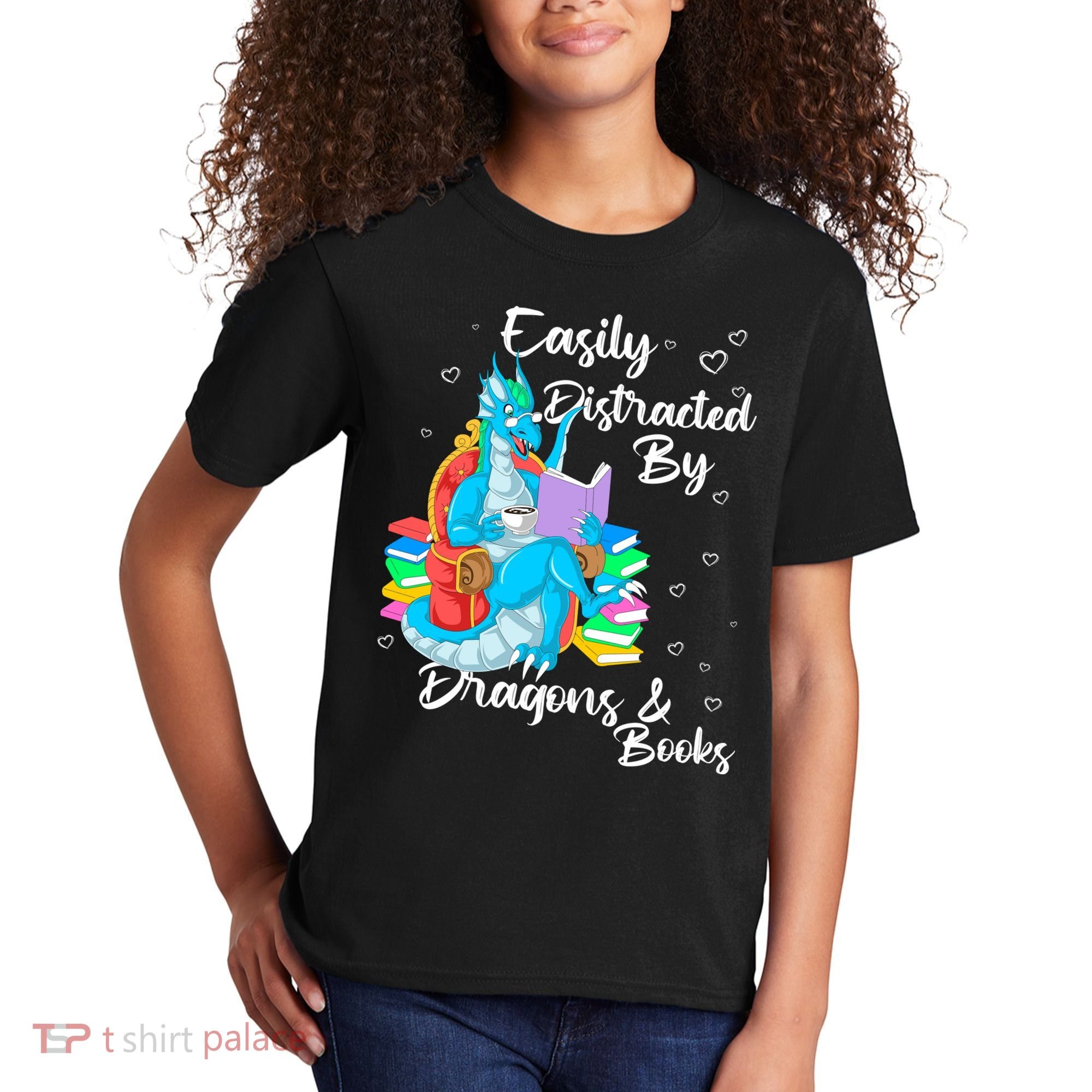 Easily Distracted By Dragons And Books Kids T-Shirt