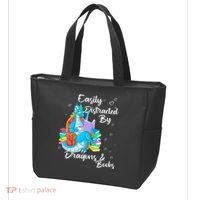 Easily Distracted By Dragons And Books Tote Bag thumb 3