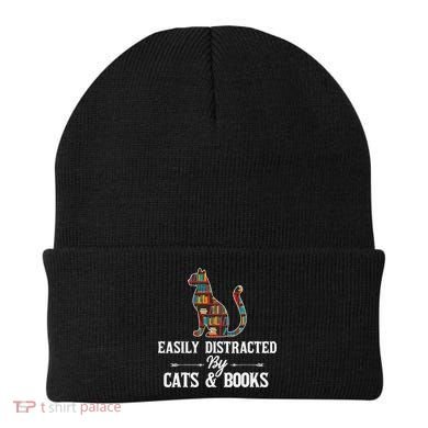 Easily Distracted by Cats and Books Cat Design Beanie