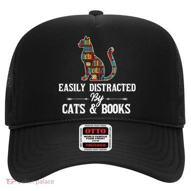 Easily Distracted by Cats and Books Cat Design Hat