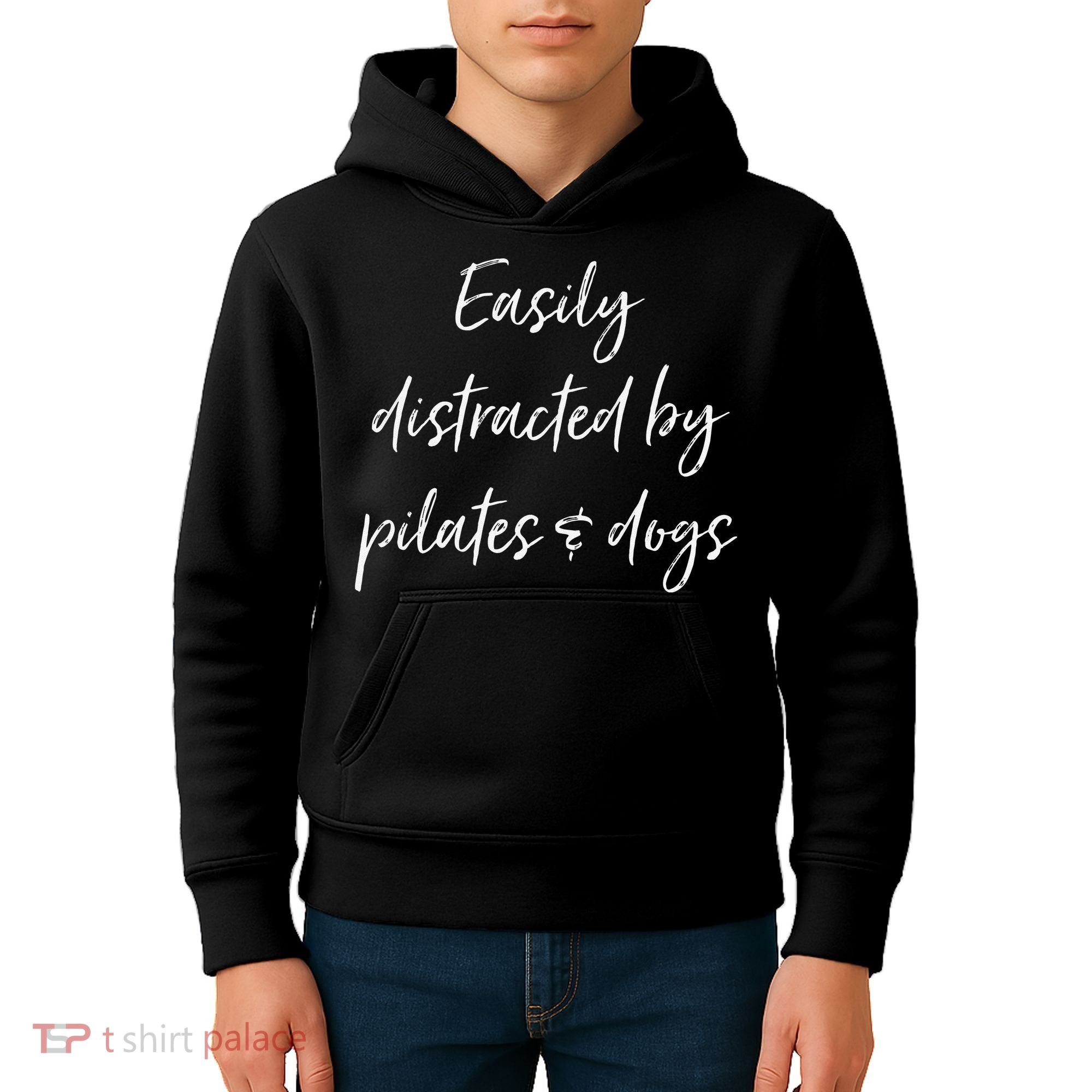 Easily Distracted By Pilates And Dogs Funny Dog Lover Gift Kids Hoodie