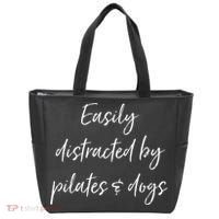 Easily Distracted By Pilates And Dogs Funny Dog Lover Gift Tote Bag thumb 0