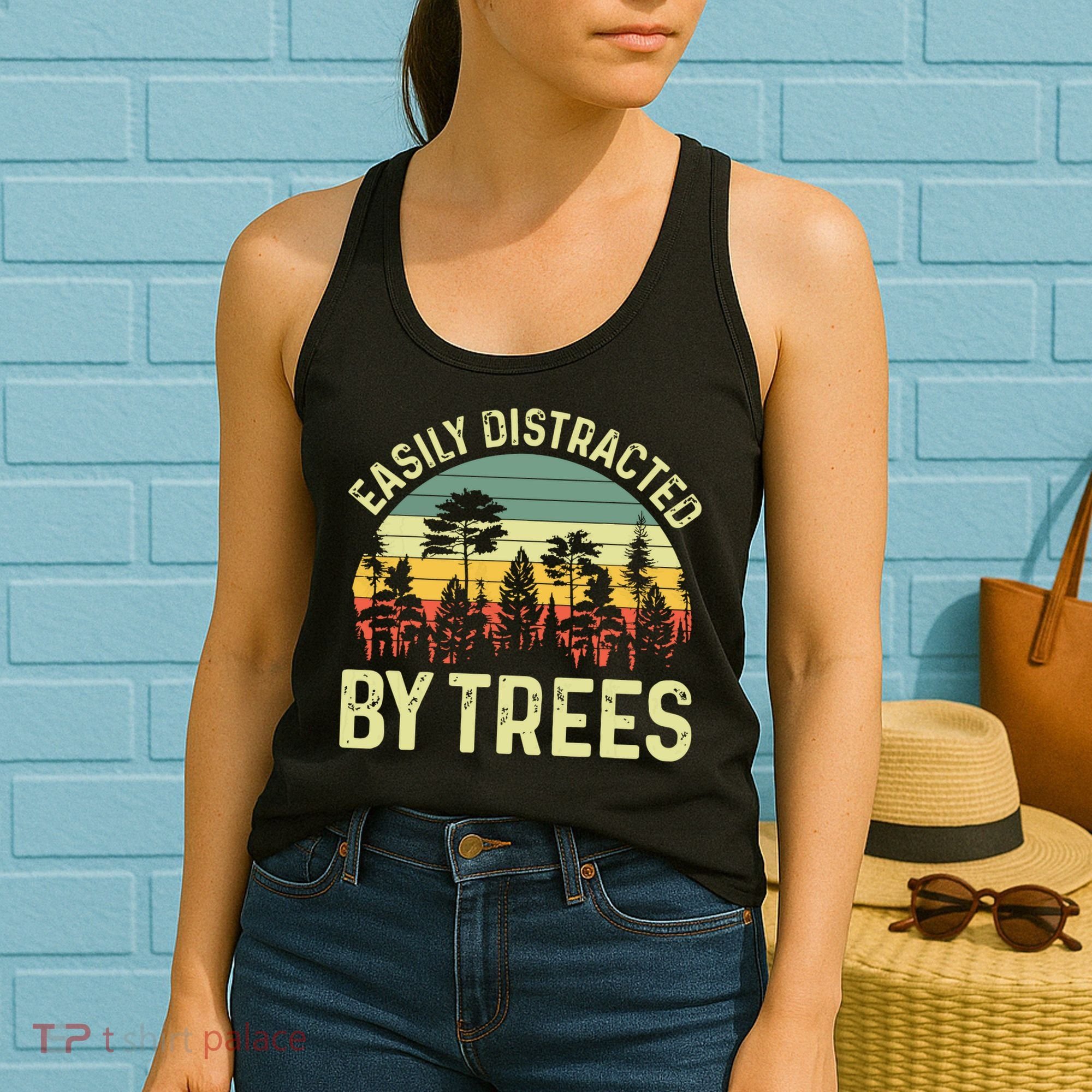 Easily Distracted By Trees Funny Tree Planting Trees Women's Tank Top