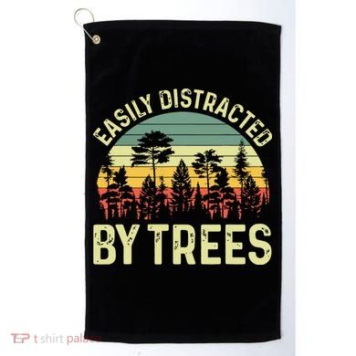 Easily Distracted By Trees Funny Tree Planting Trees Golf Towel