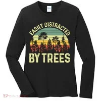Easily Distracted By Trees Funny Tree Planting Trees Women's Long Sleeve Shirt thumb 0