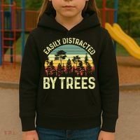 Easily Distracted By Trees Funny Tree Planting Trees Kids Hoodie thumb 3