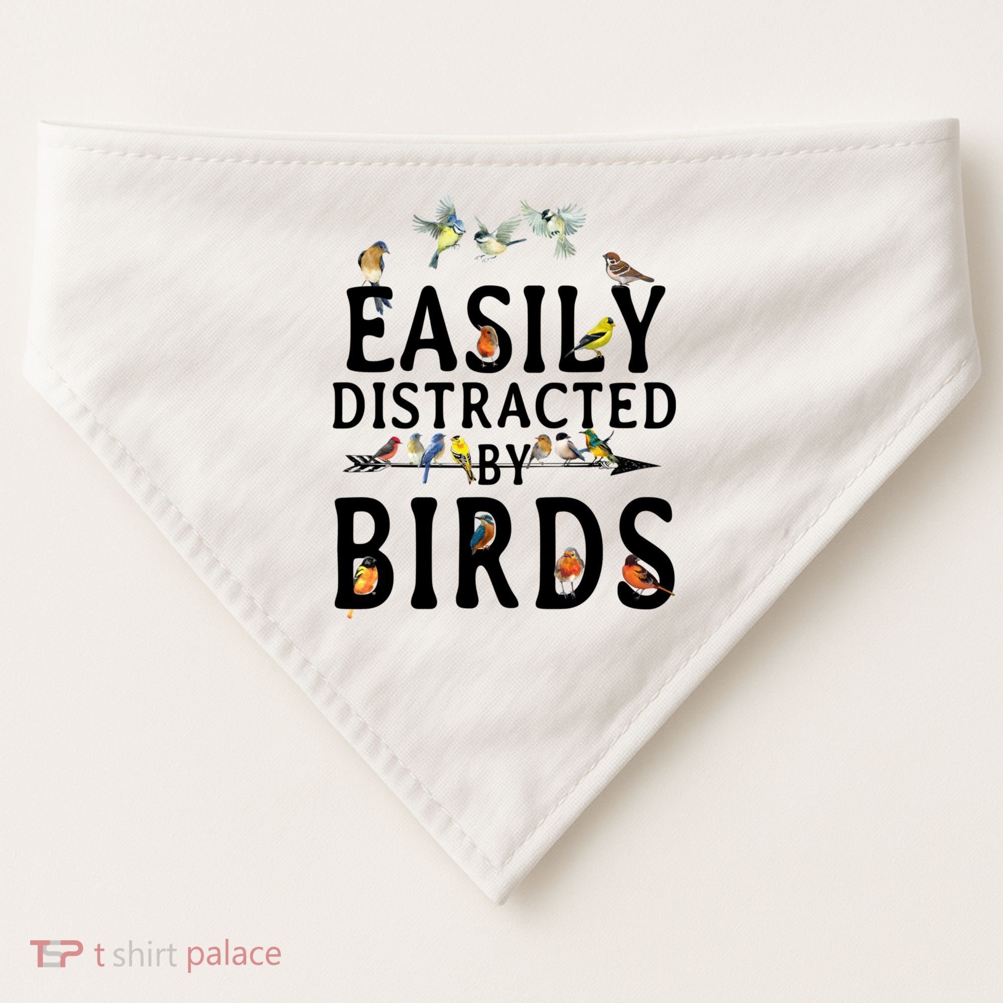 Easily Distracted By Birds Bird Lover USA-Made Doggie Bandana