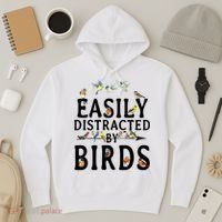 Easily Distracted By Birds Bird Lover Hoodie thumb 3
