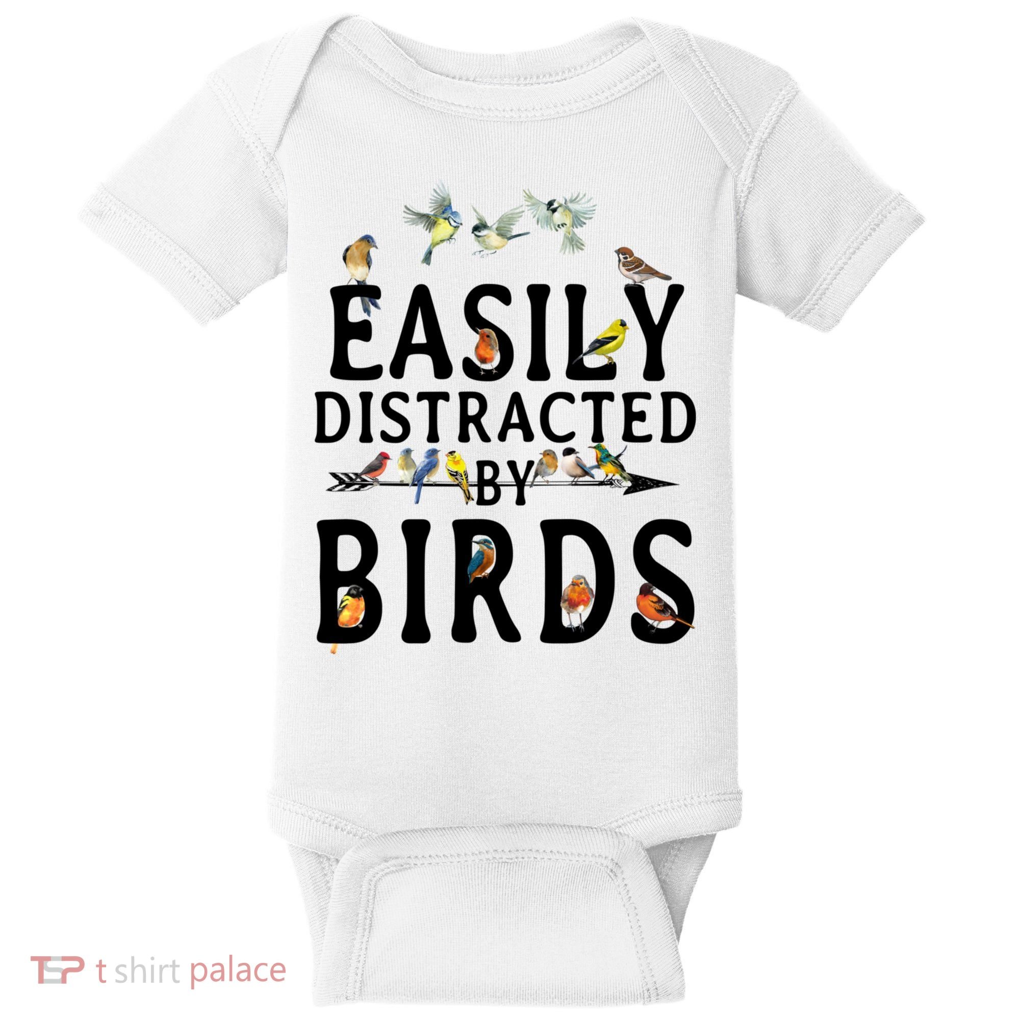 Easily Distracted By Birds Bird Lover Baby Bodysuit