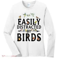 Easily Distracted By Birds Bird Lover Women's Long Sleeve Shirt thumb 0