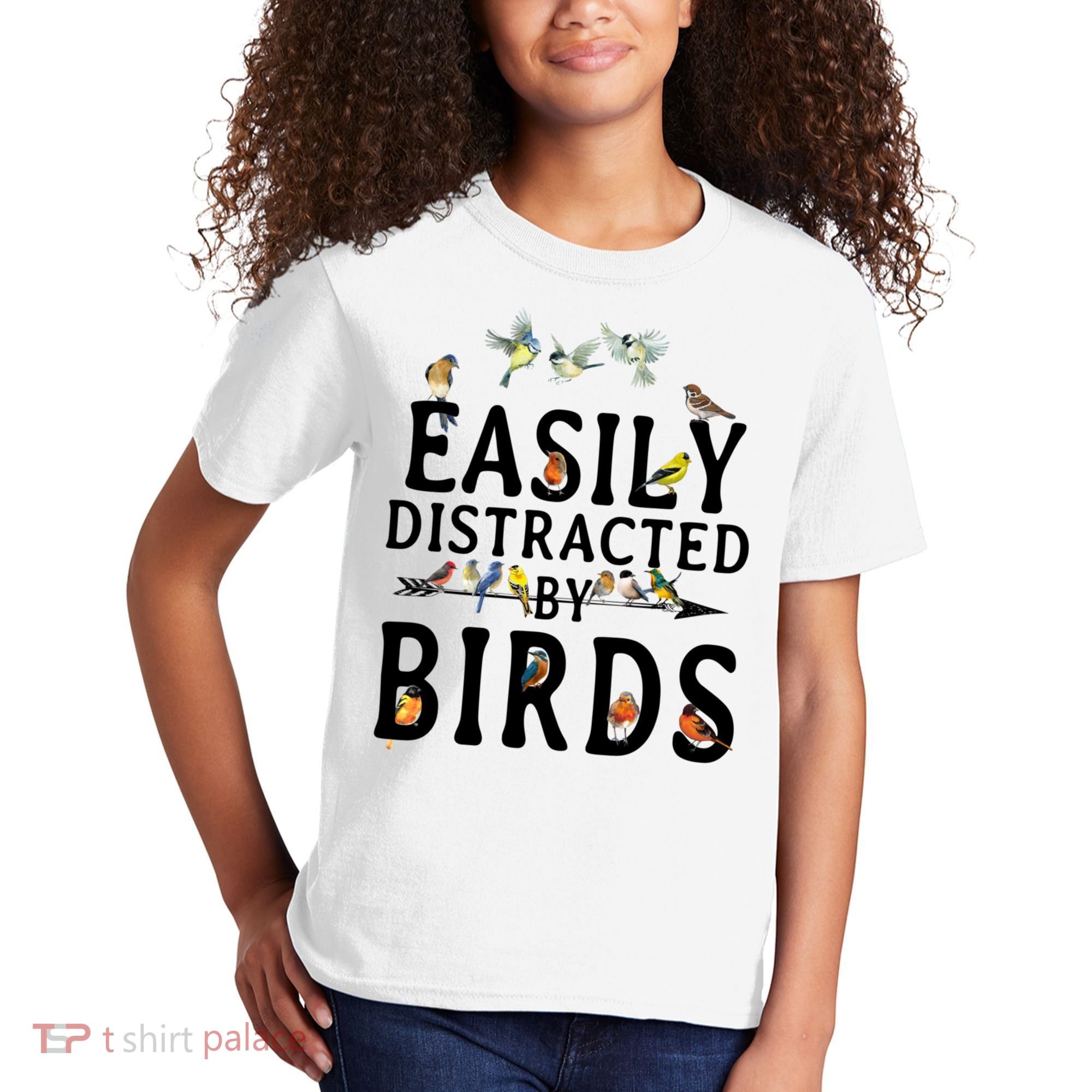 Easily Distracted By Birds Bird Lover Kids T-Shirt