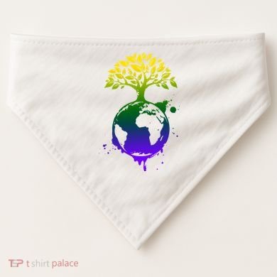 Earth Day Colorful Nature USA-Made Doggie Bandana