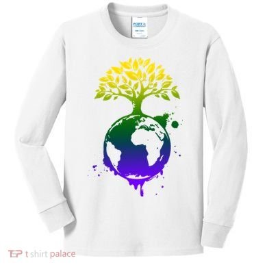 Earth Day Colorful Nature Kids Long Sleeve Shirt