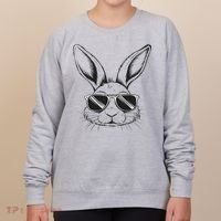 Easter Day Cool Bunny Face With Sunglasses Women's Sweatshirt thumb 0