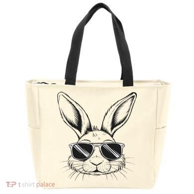 Easter Day Cool Bunny Face With Sunglasses Tote Bag