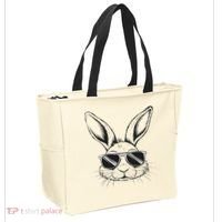 Easter Day Cool Bunny Face With Sunglasses Tote Bag thumb 2