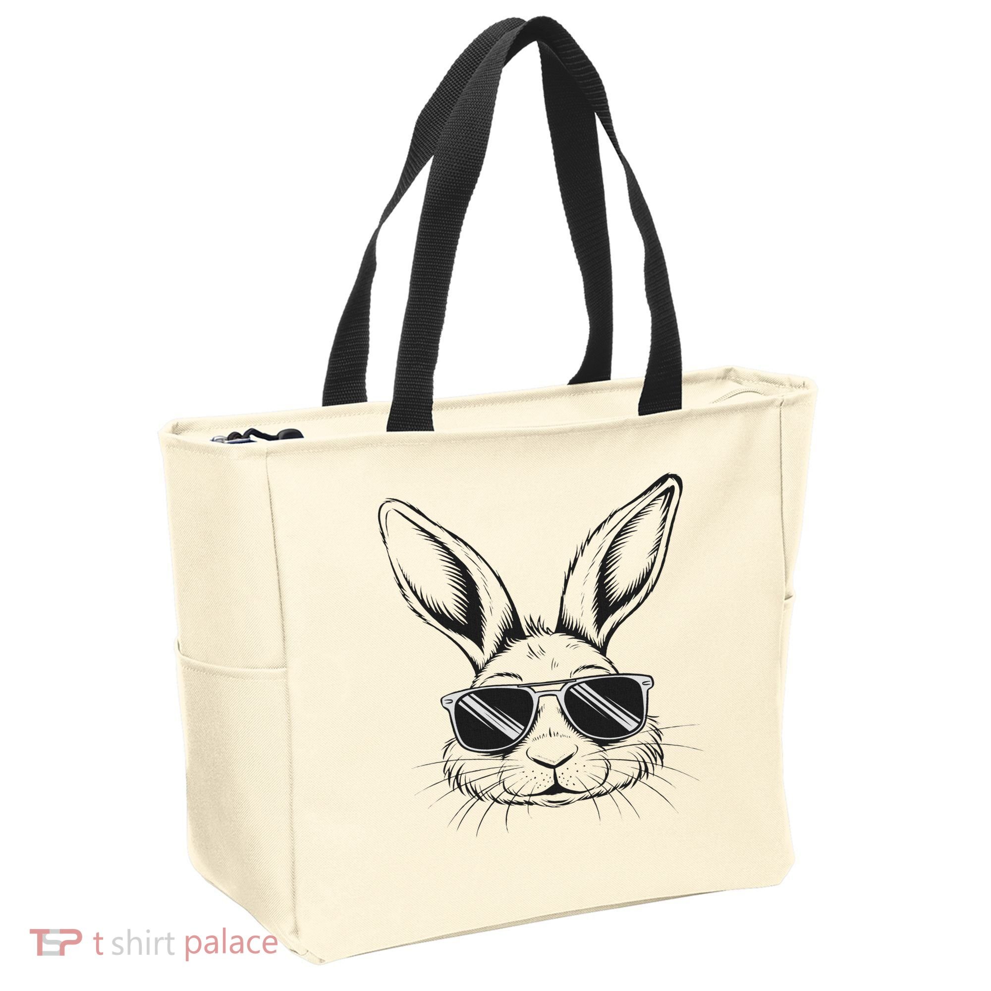 Easter Day Cool Bunny Face With Sunglasses Tote Bag