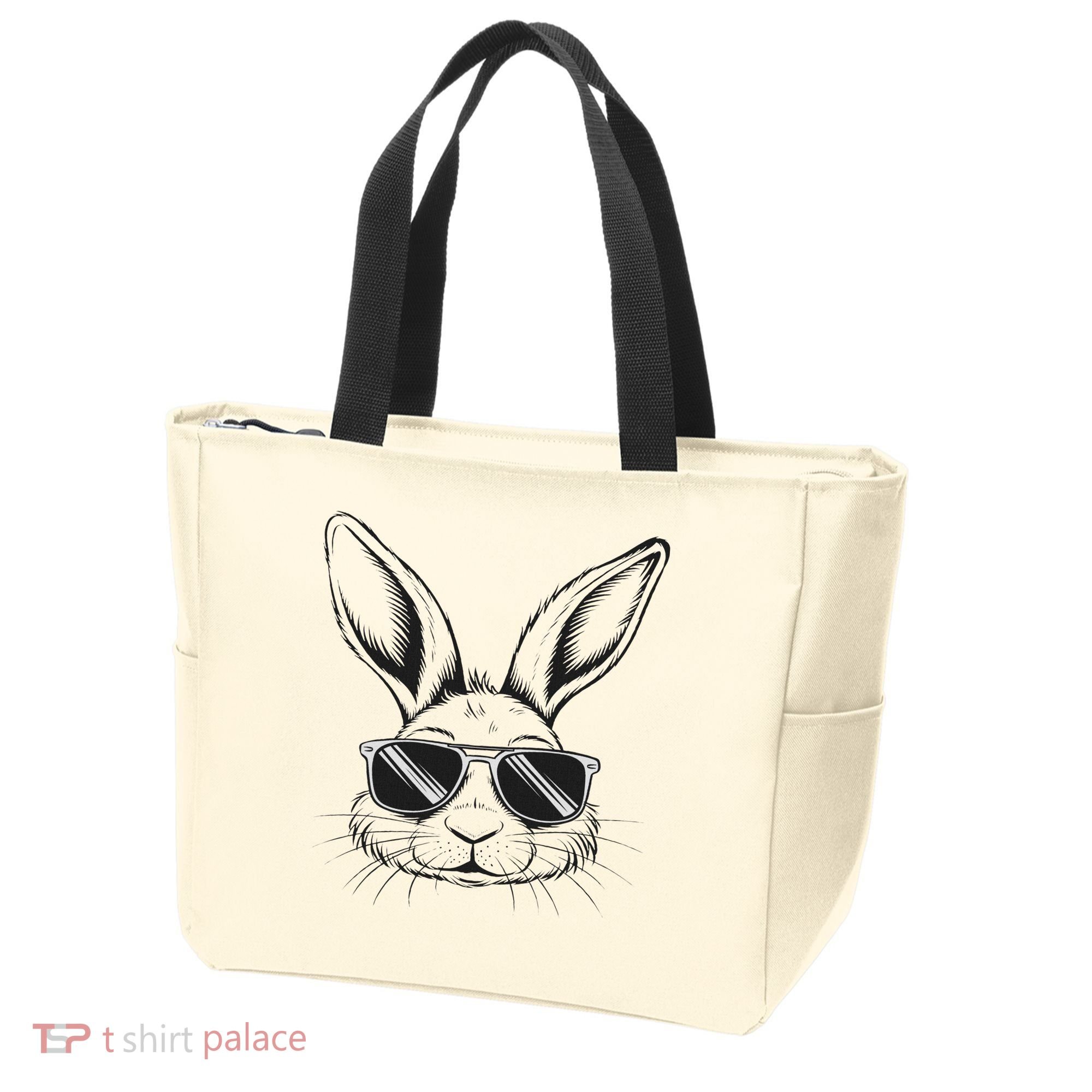 Easter Day Cool Bunny Face With Sunglasses Tote Bag