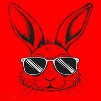 Easter Day Cool Bunny Face With Sunglasses Santa Hat thumb 1