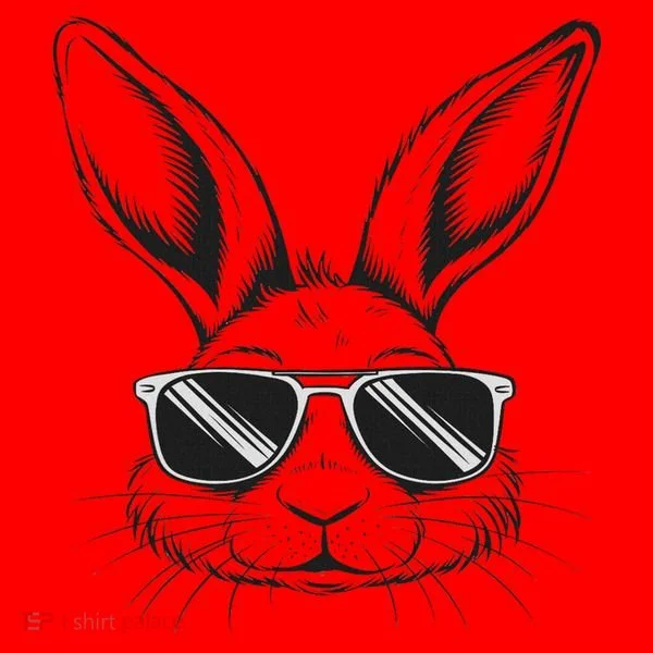 Easter Day Cool Bunny Face With Sunglasses Santa Hat