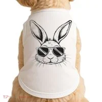 Easter Day Cool Bunny Face With Sunglasses Doggie Tank thumb 0