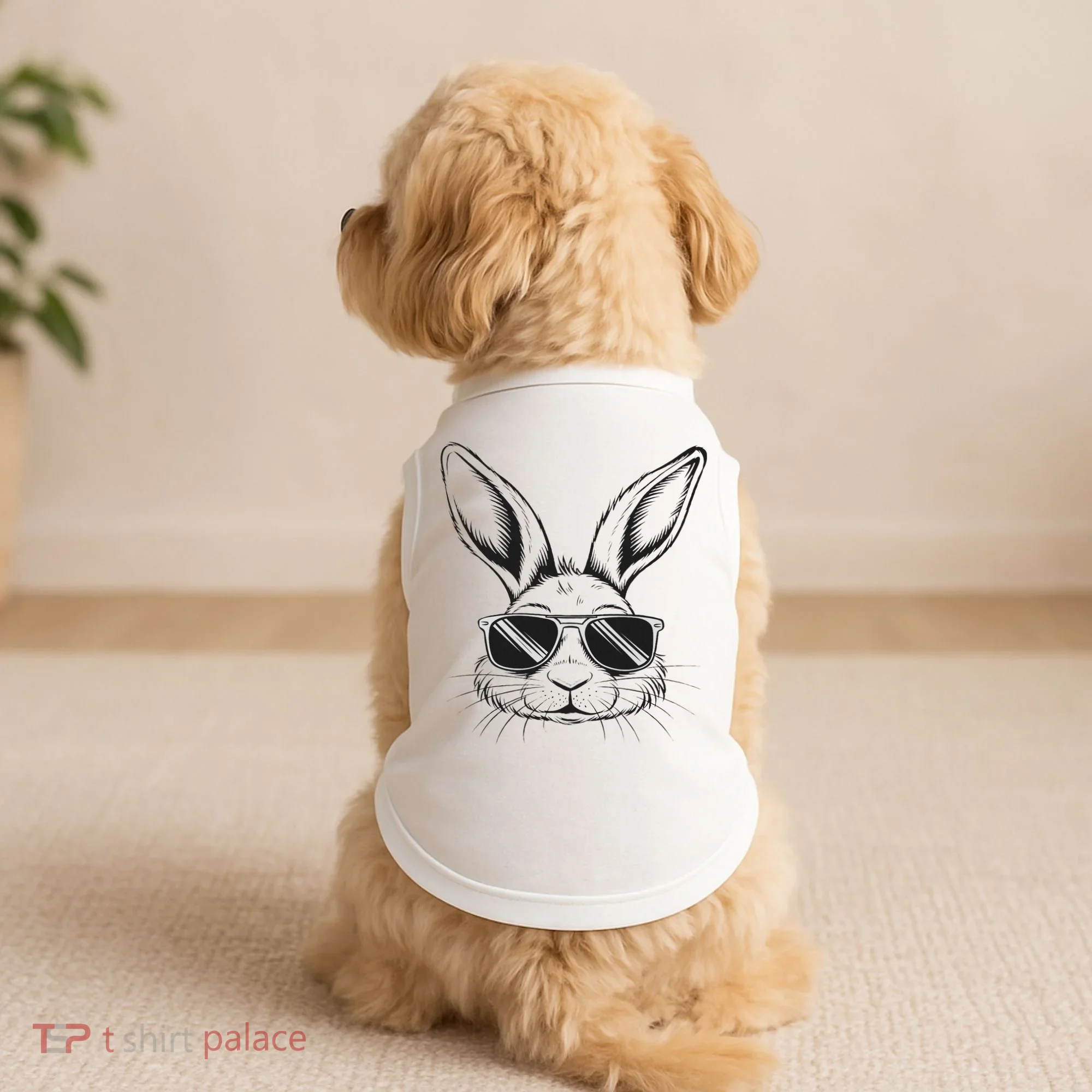 Easter Day Cool Bunny Face With Sunglasses Doggie Tank