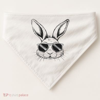 Easter Day Cool Bunny Face With Sunglasses USA-Made Doggie Bandana
